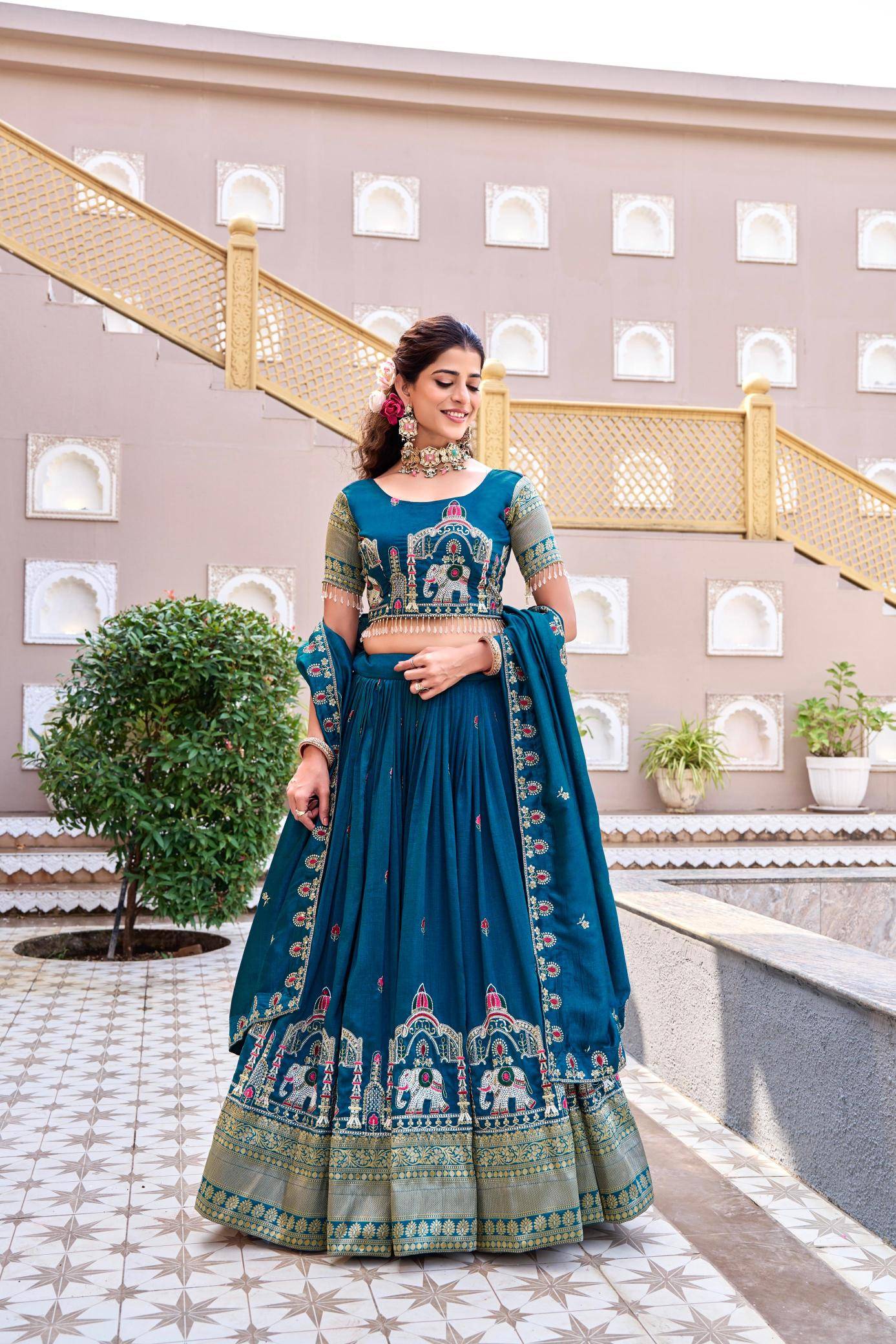 SP 73 Crep Blue High-quality lehenga choli manufacturer in Surat